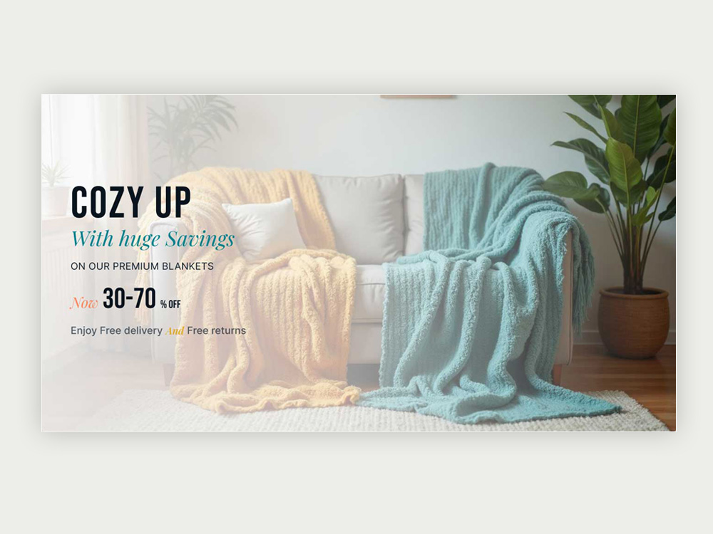 Blankets Advertising Web Banner Design – Warm, Inviting Comfort Promos