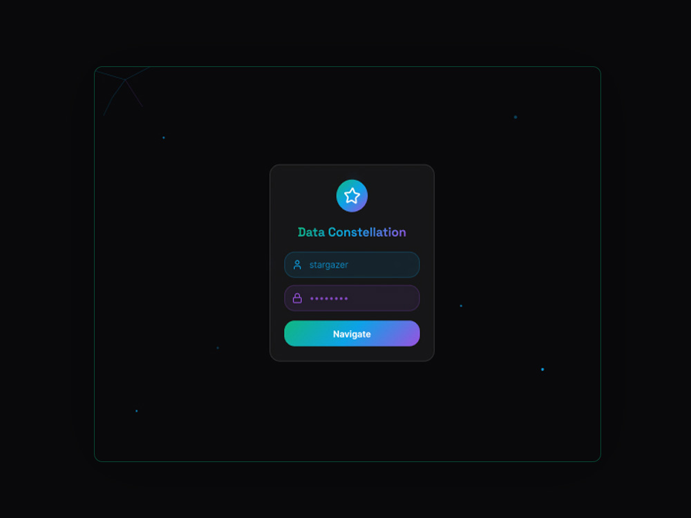 Data Constellation AI Login Page Design: Stellar Visual UI