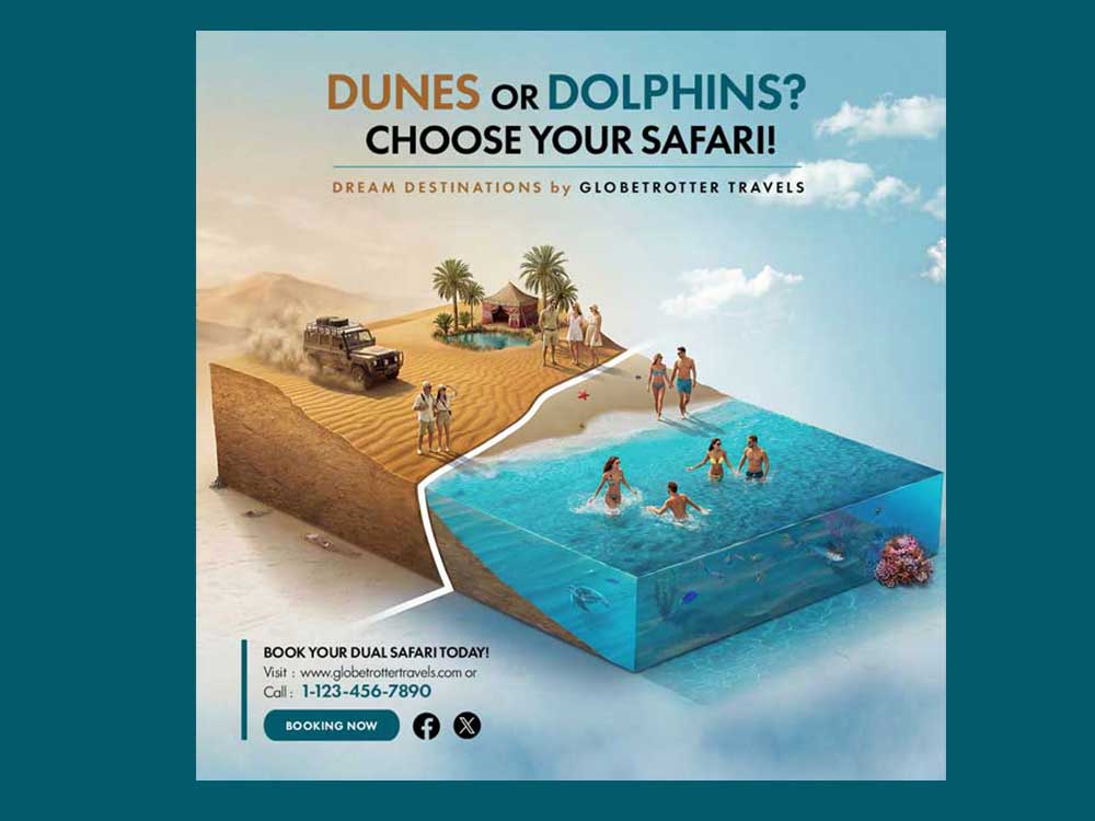 Desert & Beach Travel Poster PSD – Editable Safari Vacation Flyer Template