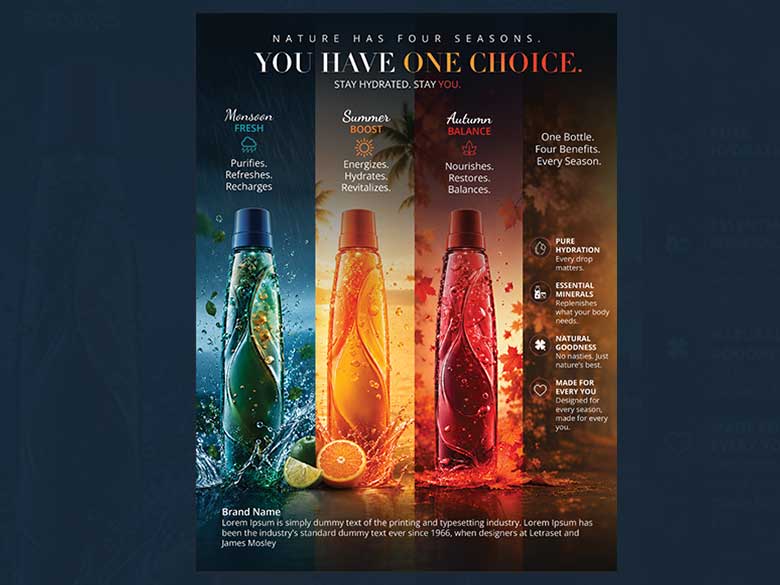 Download Beverage Product Poster PSD | Fully Editable Adobe Photoshop Advertising Template