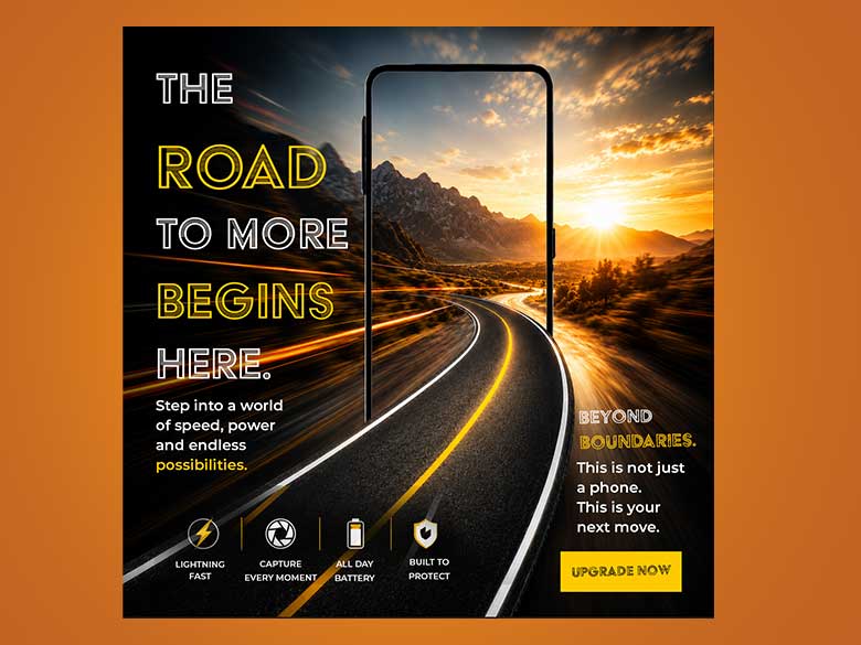 Download Mobile Phone Social Media Poster PSD | Fully Editable Adobe Photoshop Template