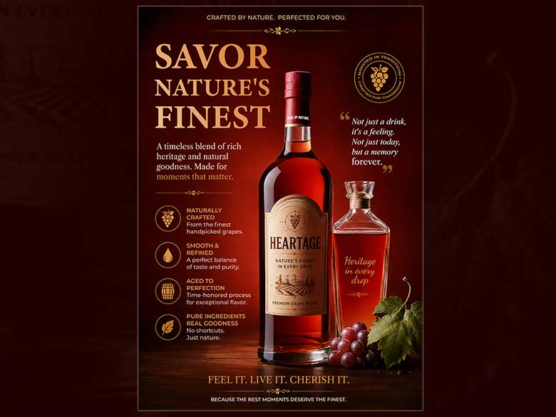 Download Premium Wine Bottle Poster PSD | Fully Editable Adobe Photoshop Liquor Advertisement Template