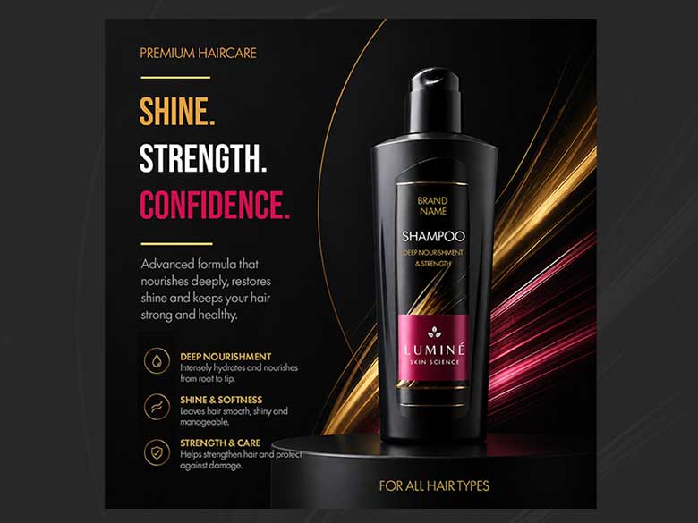 Download Shampoo Product Poster PSD | Fully Editable Adobe Photoshop Template