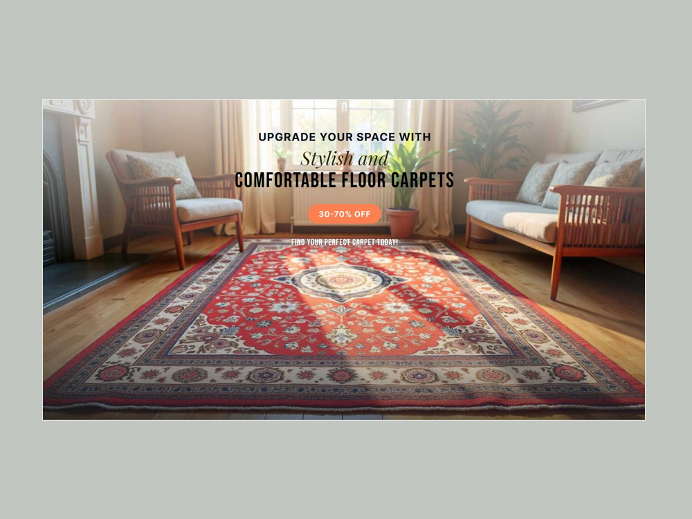 Floor Comfortable Carpet Web Banner Design – Cozy Elegance for Home Ads