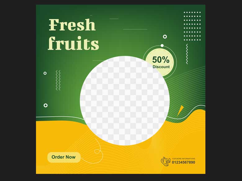 Fresh Fruits and Vegetables Social Media Post Template – Organic Food Promotion Design