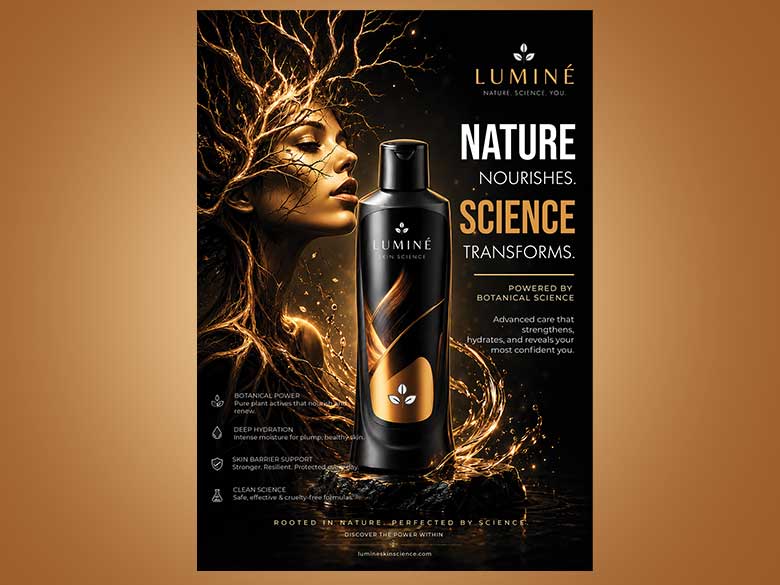 Luxury Skincare Product Poster | Botanical Science Beauty Advertisement | Premium Hydrating Skin Care, Natural Cosmetics & Wellness Wall Art