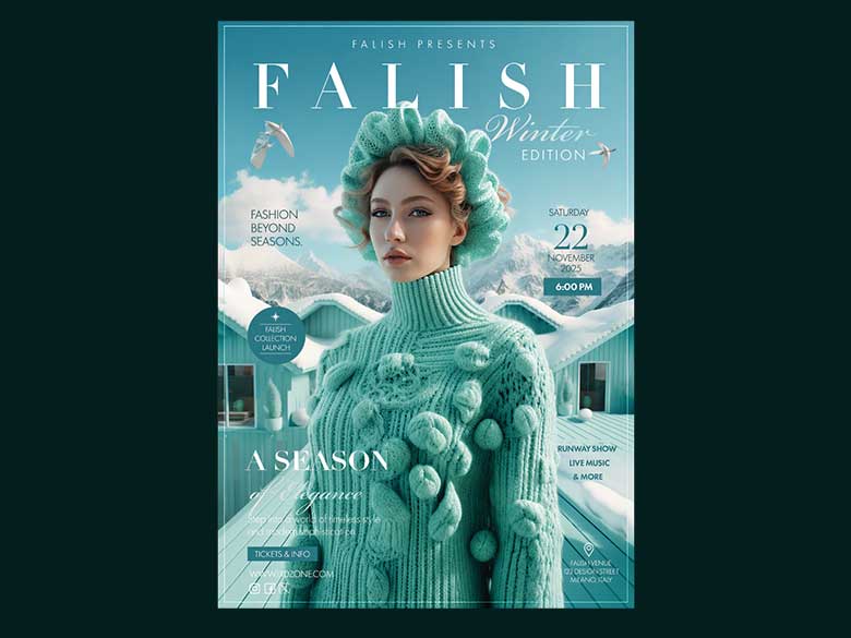 Luxury Winter Fashion Poster | Elegant Knitwear Editorial | Modern Fashion Event & Runway Show Artwork