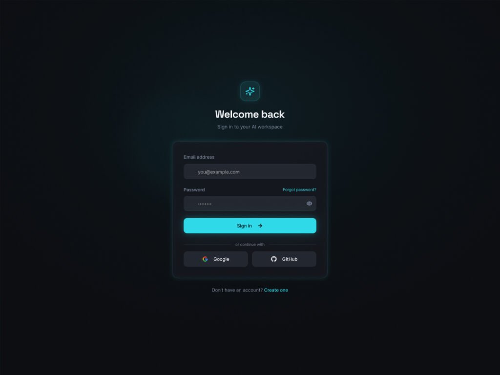 Figma UI kit login form design dark mode gradient hero section