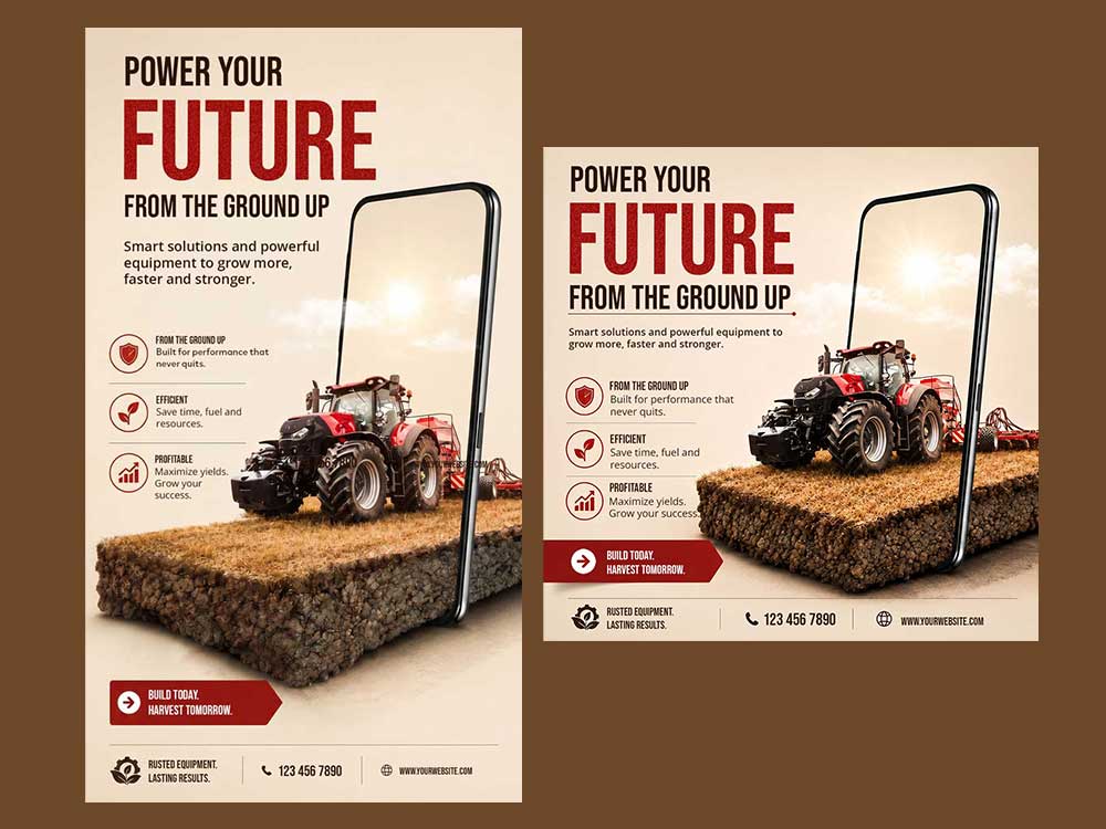 Modern Agriculture Marketing Banner for Farm Machinery & Smart Farming Solutions