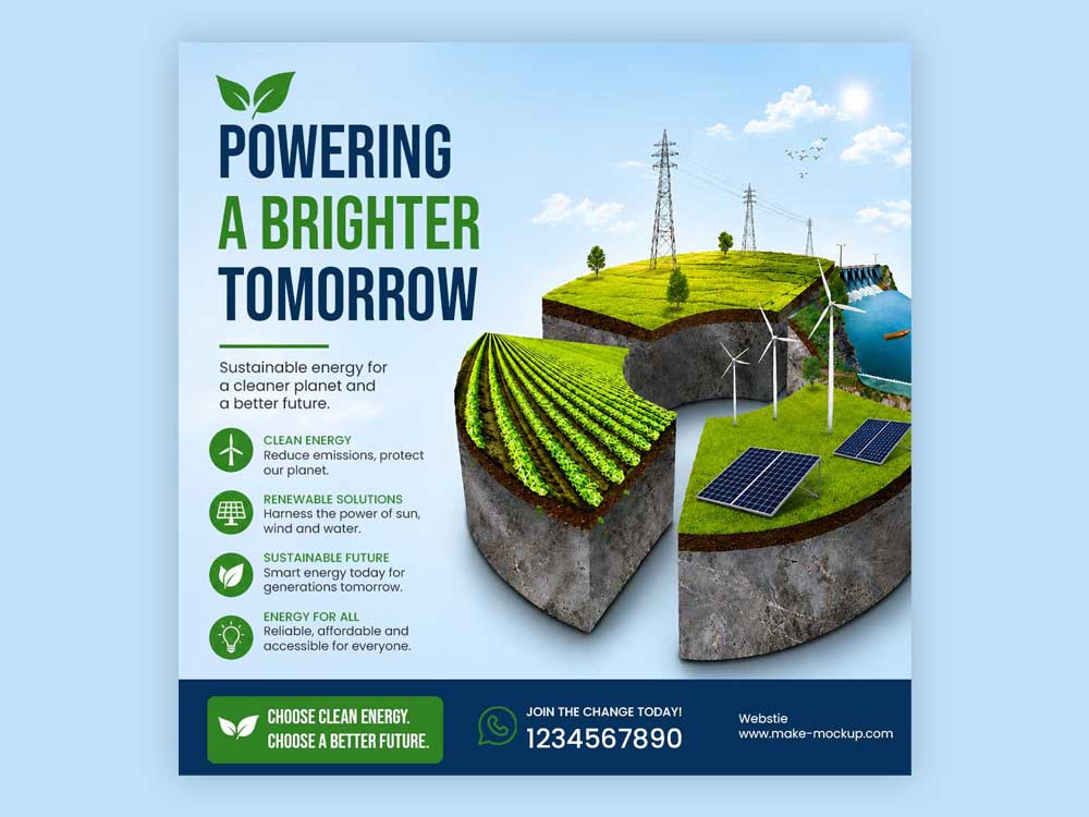 Powering a Brighter Tomorrow – Modern Energy & Sustainability Social Media Design