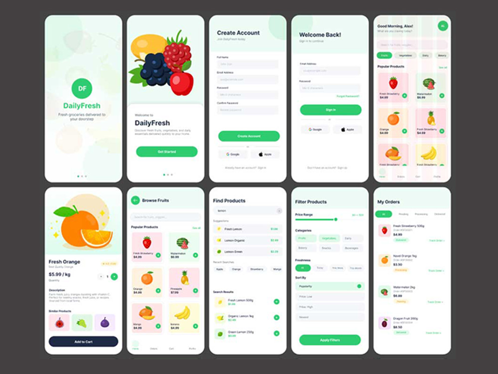 Streamline Food Delivery App Design with Fully Figma-Compatible Workflow Design