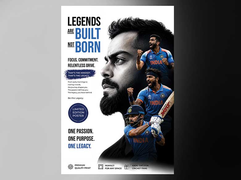 Virat Kohli Inspirational Cricket Poster | Premium Sports Wall Art for True Cricket Fans