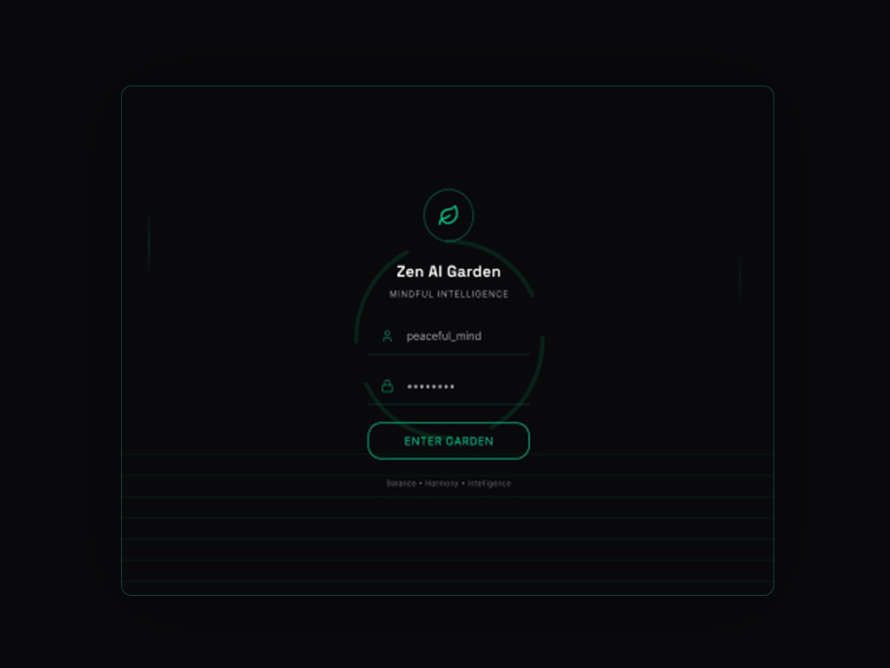 Zen AI Garden Login Page Design: Serene Minimalist UI
